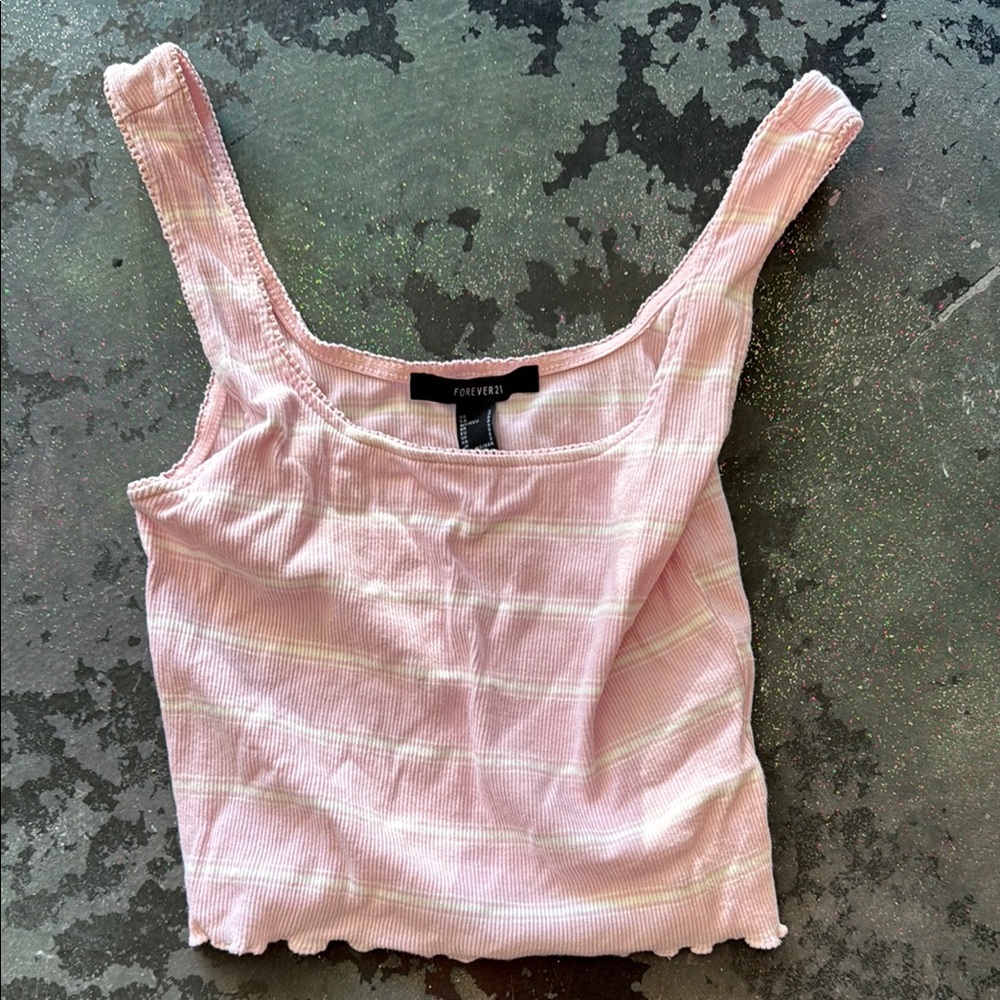 Forever 21 Pink Ribbed Sleeveless Tank Top